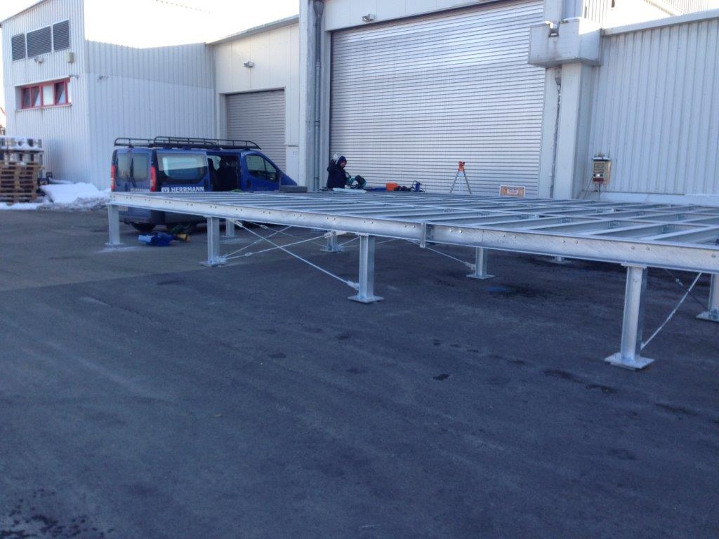 Stahlbauunterkonstruktion einer Kühlzelle